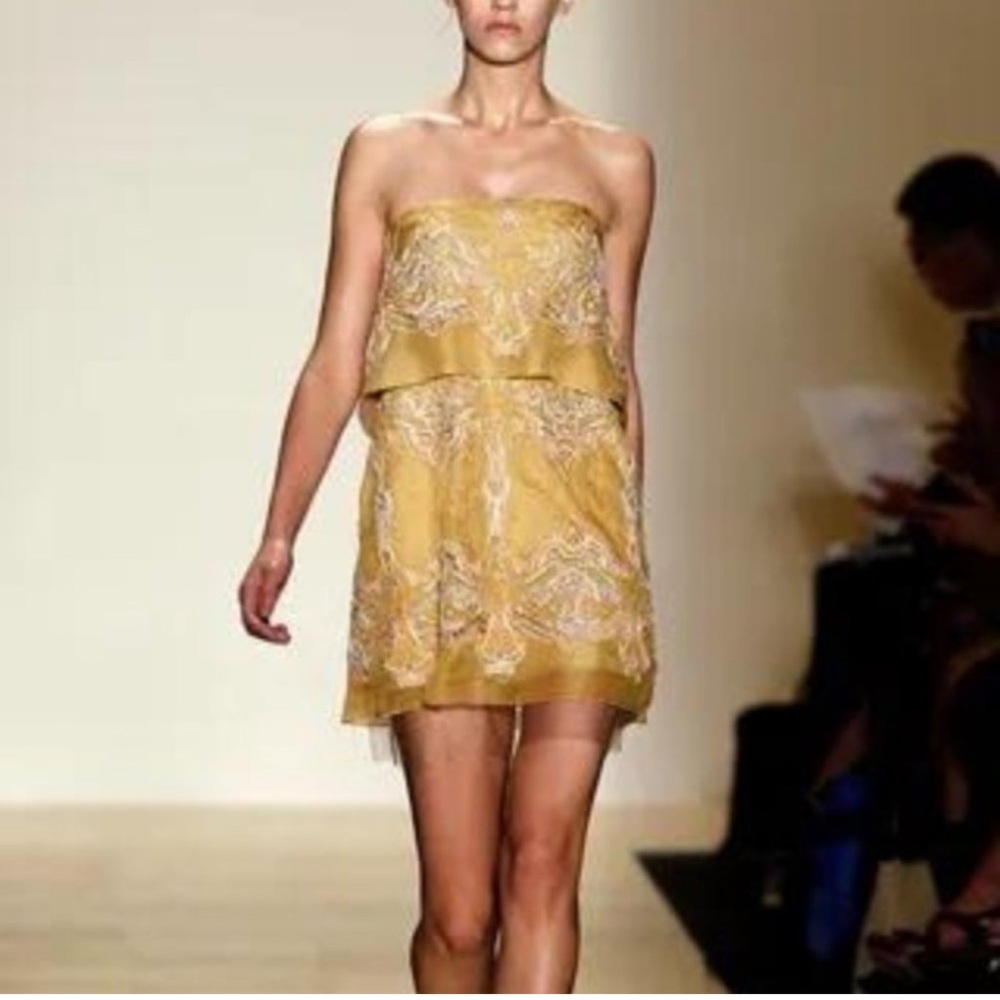 BCBGMaxAzria Runway Silk Samantha Dress in Hazel Yellow